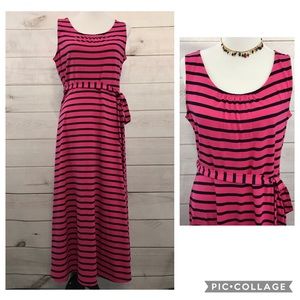 Talbots Pink Striped Maxi Dress Size Petite Large